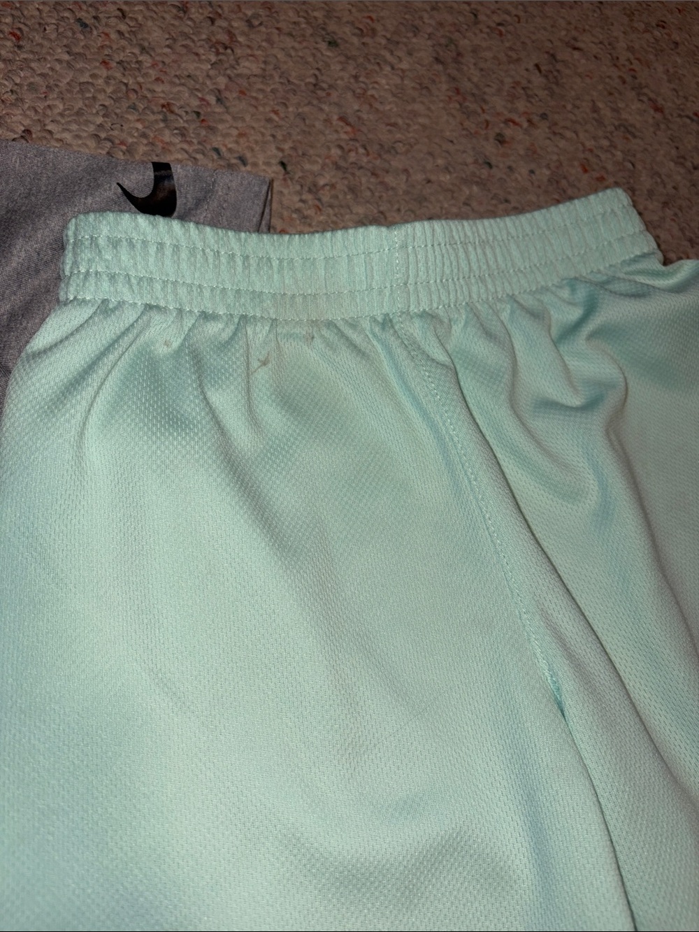 Nike Kids Mint Green Athletic Shorts with Black Swoosh - Picture 2 of 7